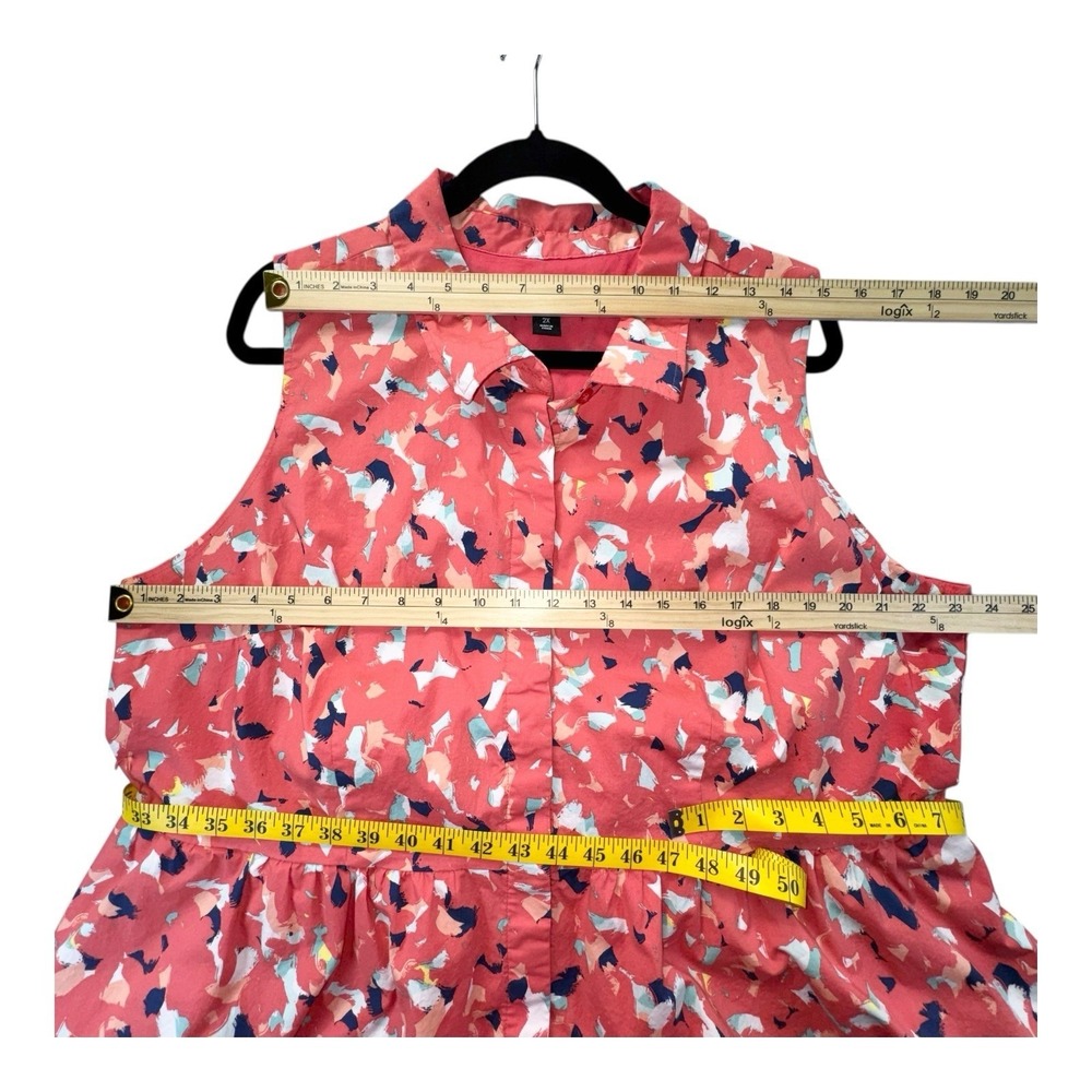 J Jason Wu Pink Colorful Boho Cotton Lined Button Down Pockets Midi Dress Sz 2X - Picture 9 of 10